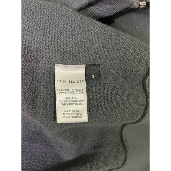 John Elliott Full Zip Hoodie Washed Charcoal Size 3 (L) Made in USA 100% Cotton - Picture 3 of 7